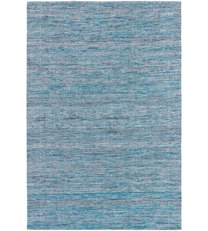 Chandra Shenaz Flatweave Striped Area Rug in Light Blue/OffWhite/Navy